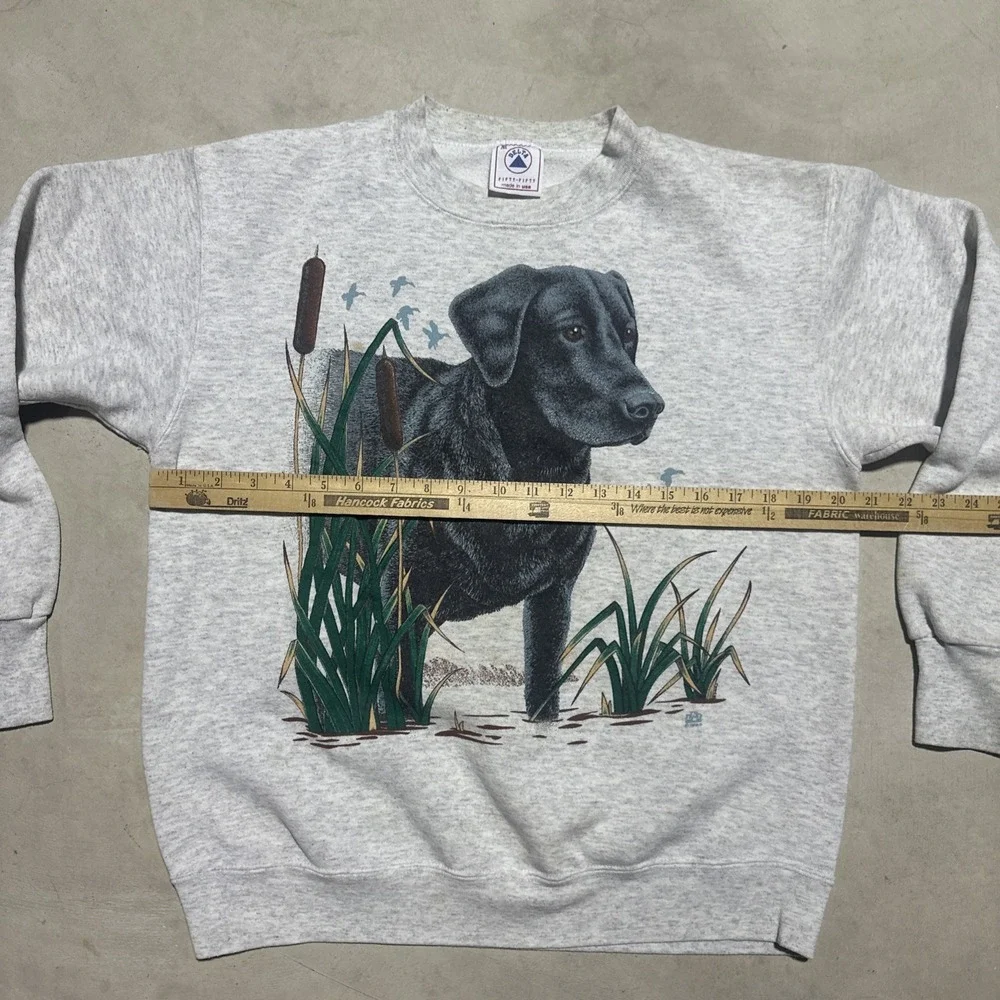 VTG 1990s Black Lab Crewneck Sweatshirt Men's SZ M Nature Hunting Animal 90s